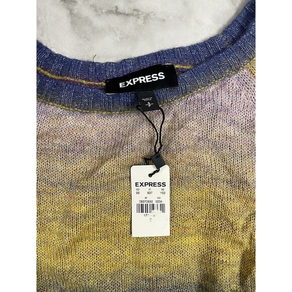 VINTAGE Y2K Express Ombre Multicolor Tunic Sweater Woman Sm Crew Neck Oversized - Picture 5 of 8